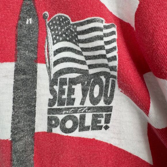 Vintage 90s See You at the Pole AOP T-Shirt Mens L Red White Blue American Flag - Picture 5 of 15